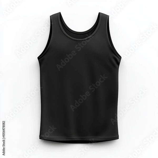 Fototapeta realistic high quality color black tank top mockup isolated