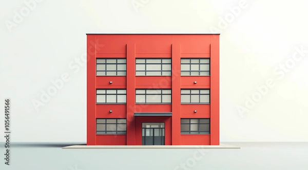 Fototapeta A Singular Medium-Red Job Training Center Building: Empowering Individuals for a Brighter Future