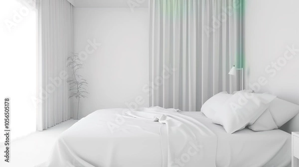 Fototapeta White Comfort Background in Hotel Rooms offers a serene and inviting atmosphere. A perfect blend of elegance and relaxation for guests seeking a luxurious stay