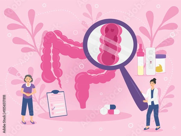 Obraz Colon cancer in concept elderly. vector image.