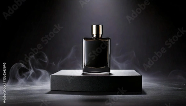 Fototapeta A Black Box With A Bottle Of Perfume On It Ai Generative