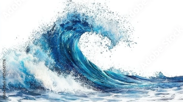 Obraz Water Wave with Clipping Path on White Background.
