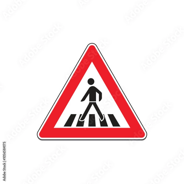 Obraz Road Sign Pedestrian Crossing icon. Silhouette style. Vector icon.