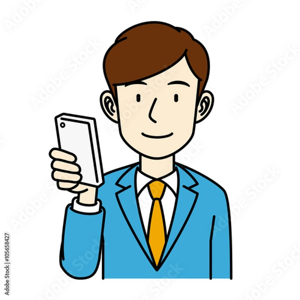 Fototapeta スーツの男性_スマホ