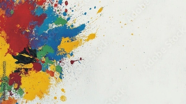 Fototapeta Colorful Paint Splashes on White Background