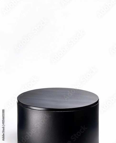 Fototapeta black metal podium for product display isolated on white background