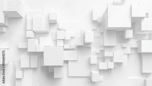 Fototapeta Abstract 3D White Cubes