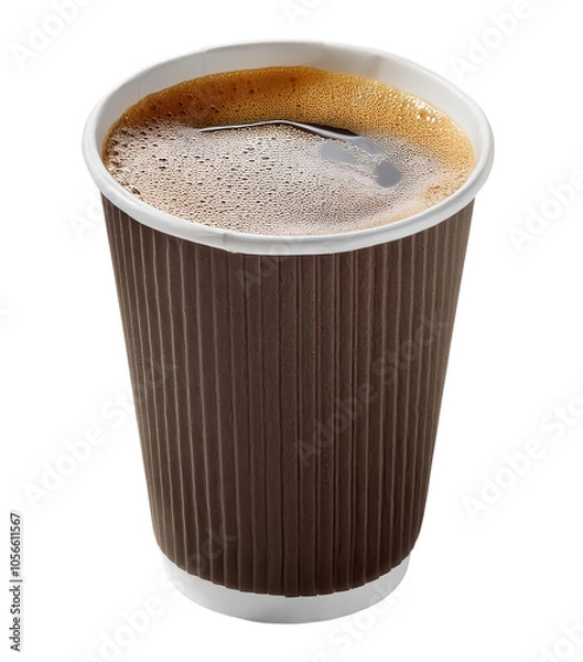 Obraz Hot coffee in a disposable paper cup on white isolate background.