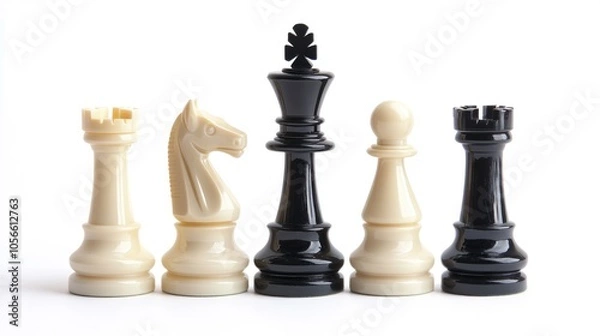 Obraz Elegant Chess Pieces Displayed on a Pristine White Background