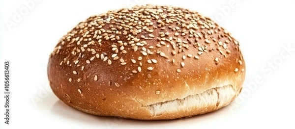 Fototapeta Rye Bun Seeded On A White Background Macro