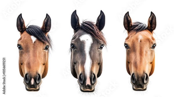 Fototapeta Close-up Shots of Horse Faces Against a Transparent Background Generative AI