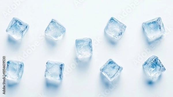Fototapeta Collection of ice cubes against a white background
