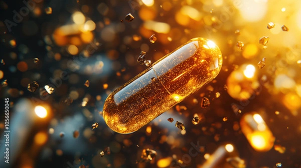 Obraz Effective Medical Wellness Advertisement Highlighting Holographic K2 and D3 for Optimal Bone Health and Calcium Absorption