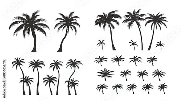 Obraz Tropical Palm Tree Silhouettes on Transparent Background Generative AI