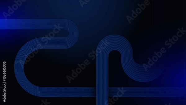 Fototapeta Blue Geometric Abstract Background With Lines and Patterns. Dynamic abstract blue geometric lines and curves modern, futuristic pattern. Ideal for design, technology, or digital concepts.