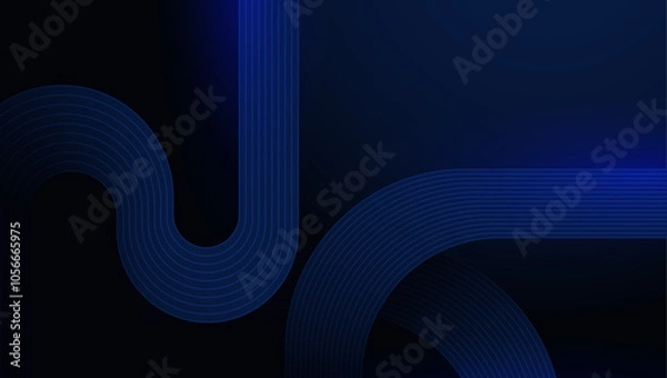 Fototapeta Abstract Blue Geometric Lines on Dark Background Design. Abstract background dynamic blue geometric lines forming circular and square patterns. Perfect for technology, innovation, and digital project