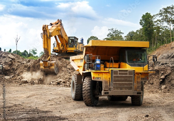 Fototapeta Monster machines working on site
