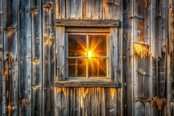 Fototapeta Abandoned Barn Window - Rustic Wall Texture