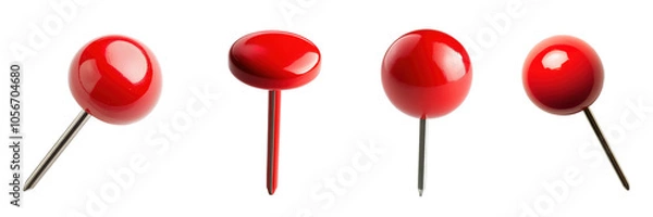 Obraz A close-up set of bright red push pin with a metallic needle