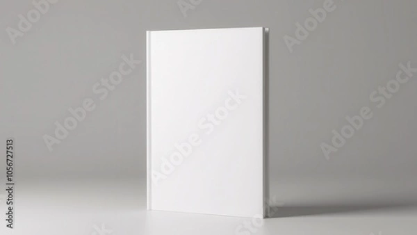 Fototapeta A realistic glossy book cover mockup with a hardback book placed on a flat surface, showcasing the subtle details and textures that make it ideal for promotional visuals.