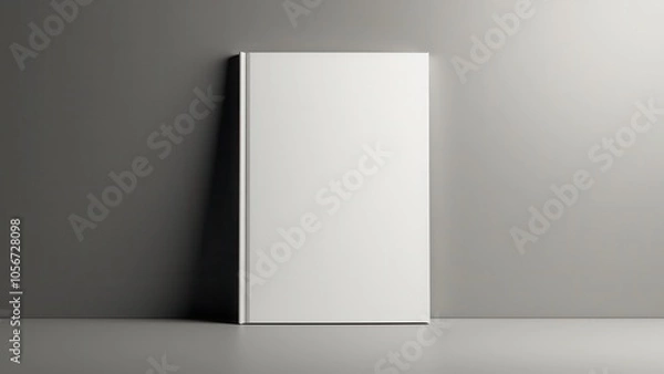 Fototapeta A glossy book cover mockup with a minimalist design, showcasing a hardcover book lying at a slight angle, emphasizing its sleek and professional appearance.