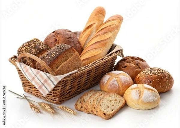 Fototapeta Assorted breads in a basket