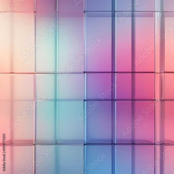 Fototapeta Transparent gradient glass background, 3d rendering 