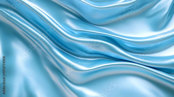 Fototapeta Abstract Blue Draped Fabric Background - 3D Render