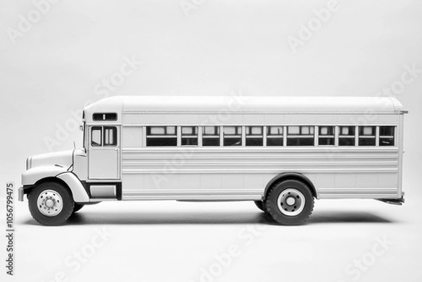 Obraz White school bus with blank side on white background