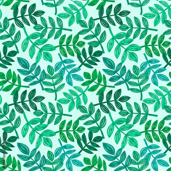 Fototapeta Leaves of tropical plants, vector seamless pattern