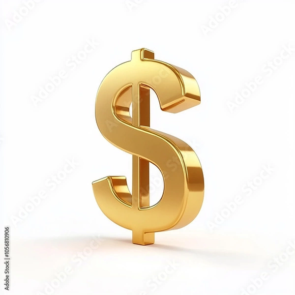 Fototapeta 3D gold Doller symbol icon isolated on white background,