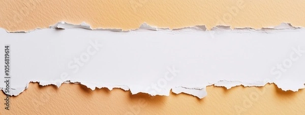 Fototapeta Orange Torn Edges Paper, Ripped Edges Paper with Soft Shadow with Copy Space Banner