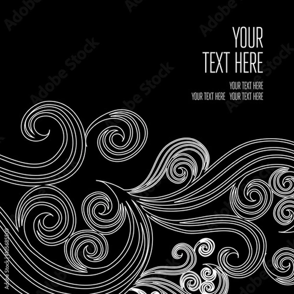 Fototapeta Vector stylish black floral background