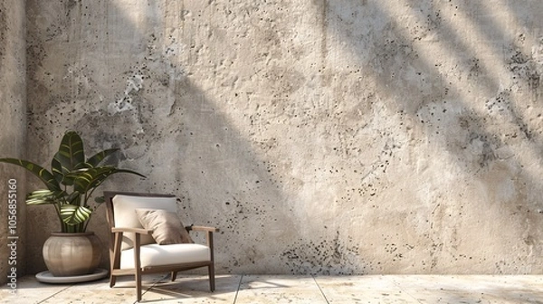 Fototapeta The plastered walls have slightly rough textures and natural tones and light