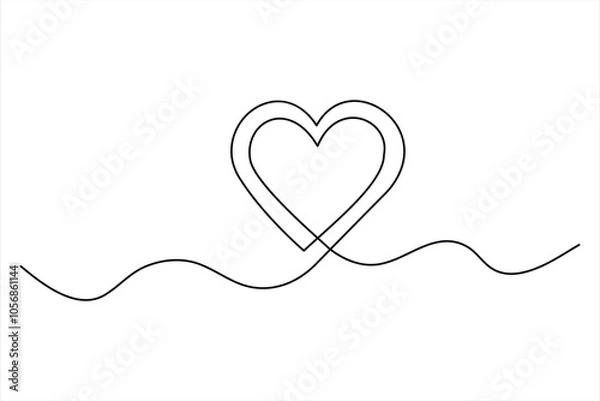 Fototapeta Heart continuous single line art drawing Minimalistic Doodle vector illustration