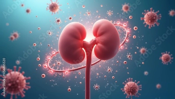 Obraz Human Kidneys Under Attack by Viruses