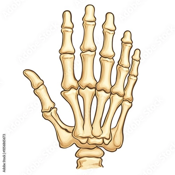 Obraz A cartoon skeleton hand on a white background.