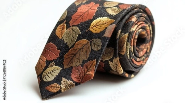 Fototapeta Rolled Tie with Fall Leaf Pattern