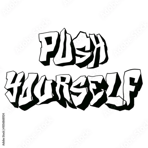 Fototapeta Push yourself wording graffiti font
