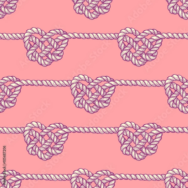 Obraz Knot in shape of heart in engravinng style