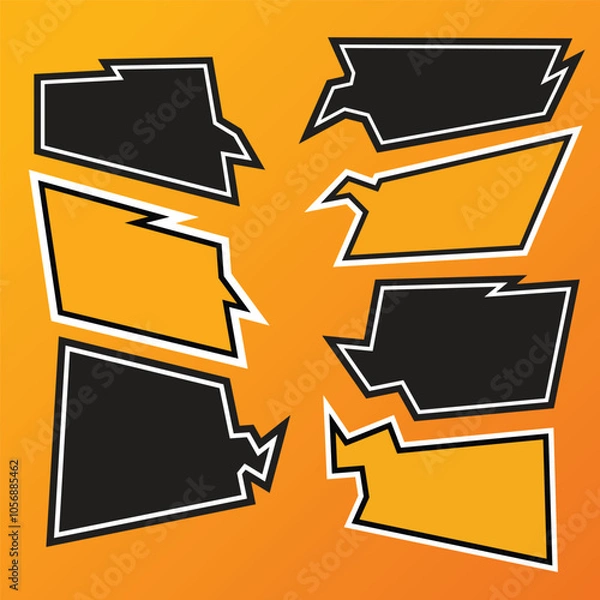 Obraz a collection of cool cartoon-style chat boxes in orange and black with outlines for cool designs
