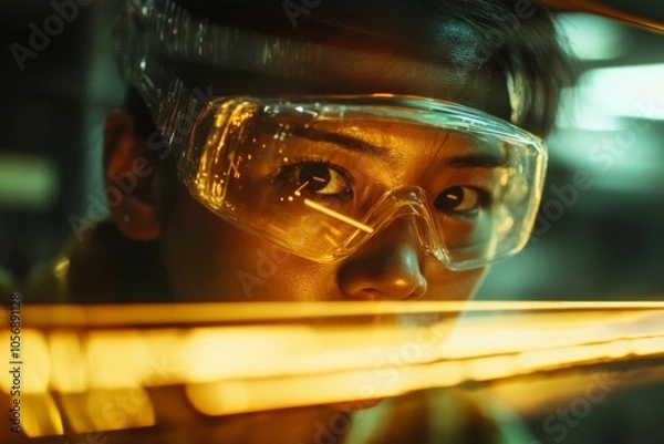 Obraz "Focused Technician in Safety Goggles"