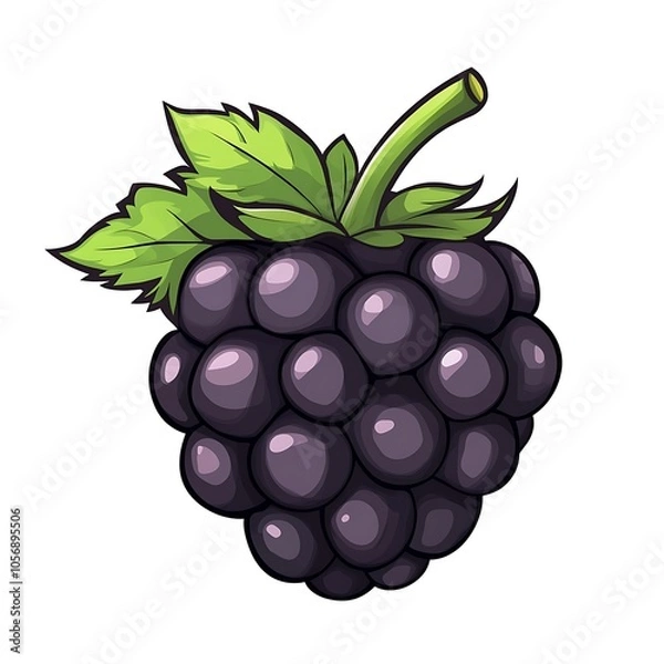 Fototapeta A cartoon blackberry on a white background.