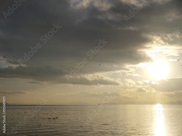 Obraz Sunset Scene of Lake Biwa from Nagahama Port,Nagahama/Shiga,Japan