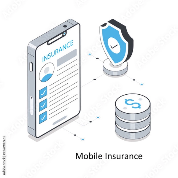 Fototapeta Mobile Insurance  isometric stock illustration. EPS File stock illustration