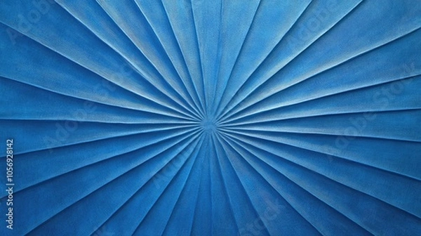 Fototapeta Blue textile featuring a sunburst pattern reminiscent of Venetian blinds ideal for use as background wallpaper