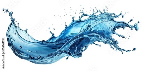 Fototapeta Stunning Aerial Photography of Water Splash Isolated on White Background for Wallpaper and Banner Design, Perfect for Creative Projects and Marketing Materials