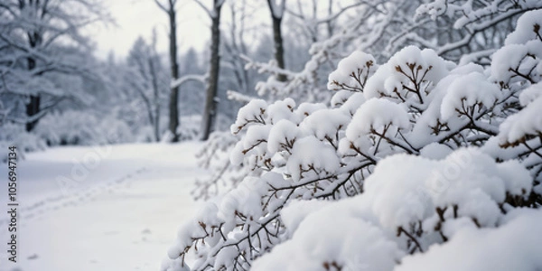 Fototapeta  Delicate Wintery Branches Blanketed in Pristine Snow1