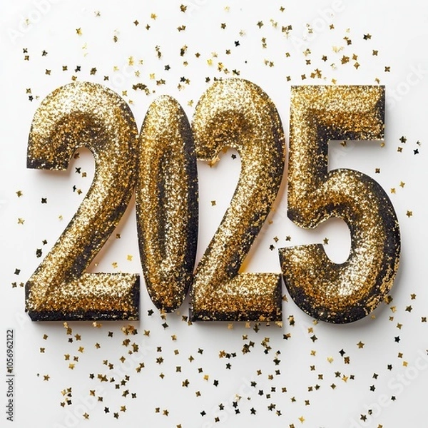 Fototapeta new year style only letter to white background letter "2025",generative ai