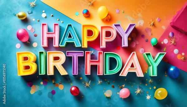 Fototapeta Festive Design Featuring a Colorful and Cheerful Happy Birthday Greeting